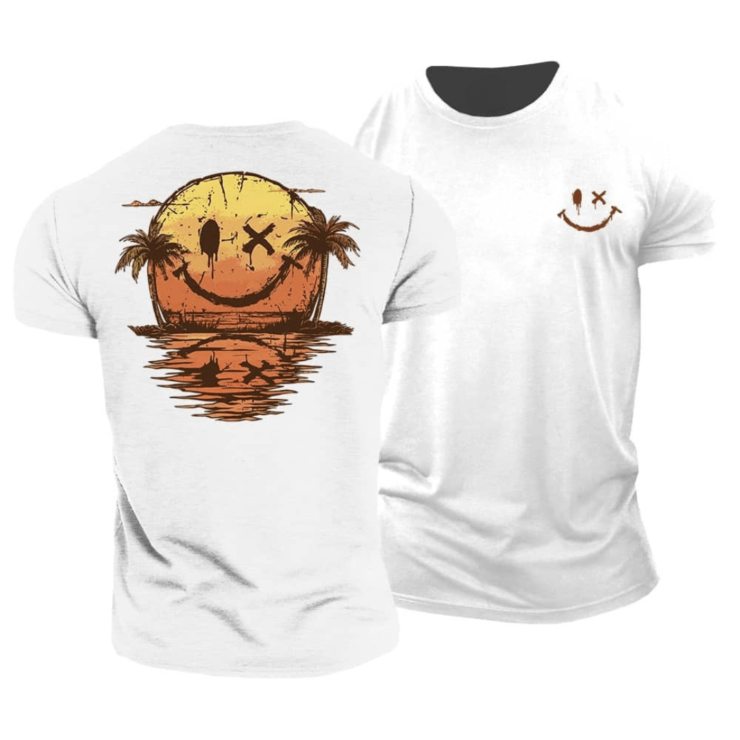Mats | Lässiges Herren-T-Shirt mit Sunset-Smiley-Print | 2+1 GRATIS