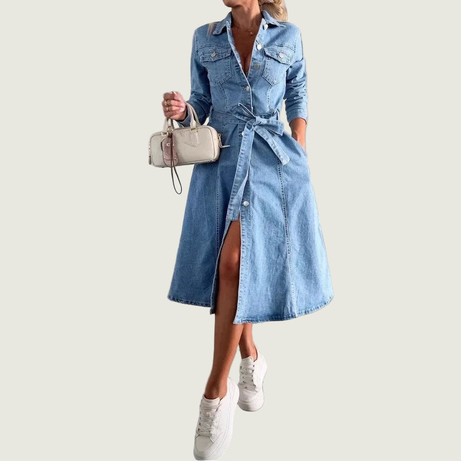 Jely™ | Maxikleid mit langen Ärmeln und Knopfleiste