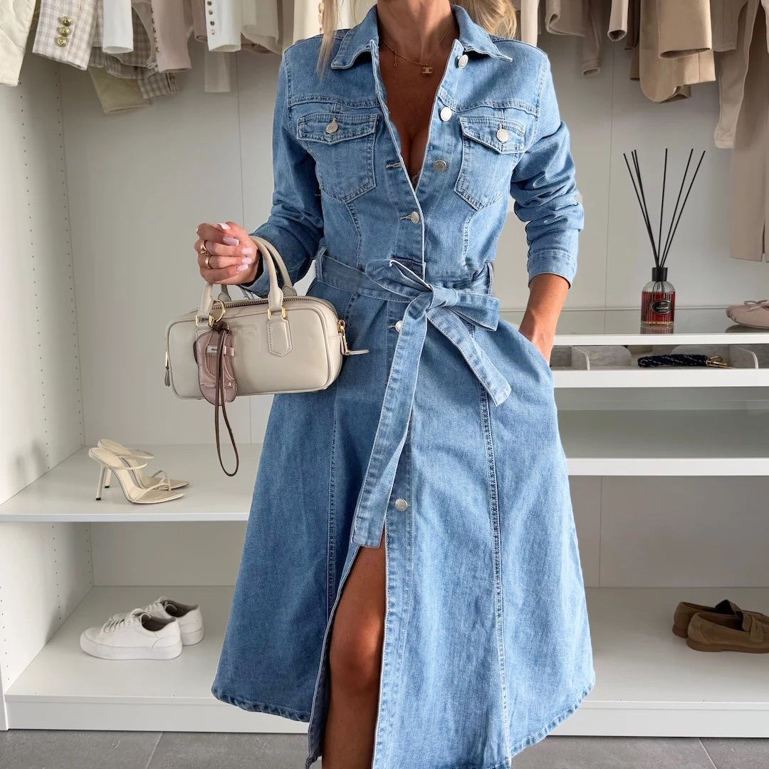 Jely™ | Maxikleid mit langen Ärmeln und Knopfleiste