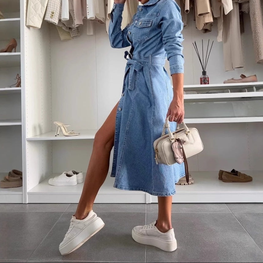 Jely™ | Maxikleid mit langen Ärmeln und Knopfleiste