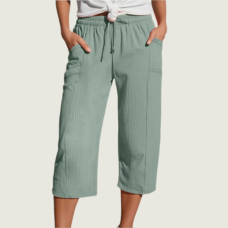 Britta | Leichte Damen-Caprihose mit elastischem Bund und Taschen
