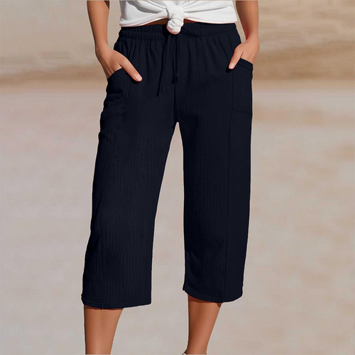 Britta | Leichte Damen-Caprihose mit elastischem Bund und Taschen