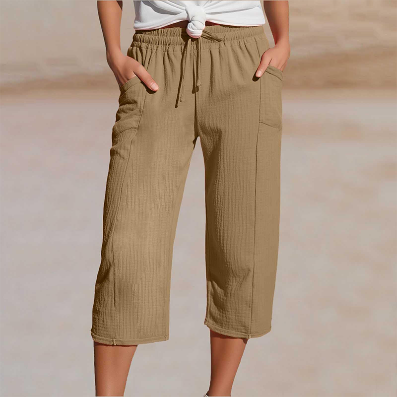 Britta | Leichte Damen-Caprihose mit elastischem Bund und Taschen